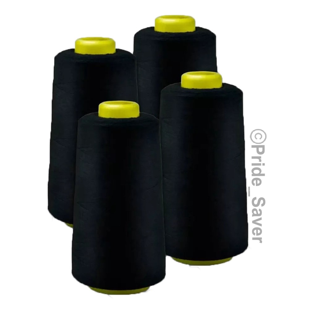 2500 Yard Each Spools BLACK Sewing Thread All Purpose 100% Polyester (4 Pack)