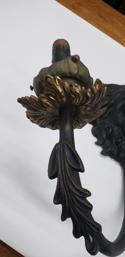 Unique 2 Light Cast Brass Lion's Head Wall Sconce
