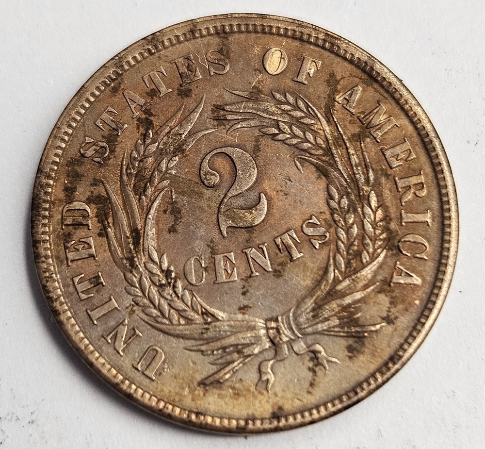1864 2C Large Motto EB *15% ROTATED* TONED