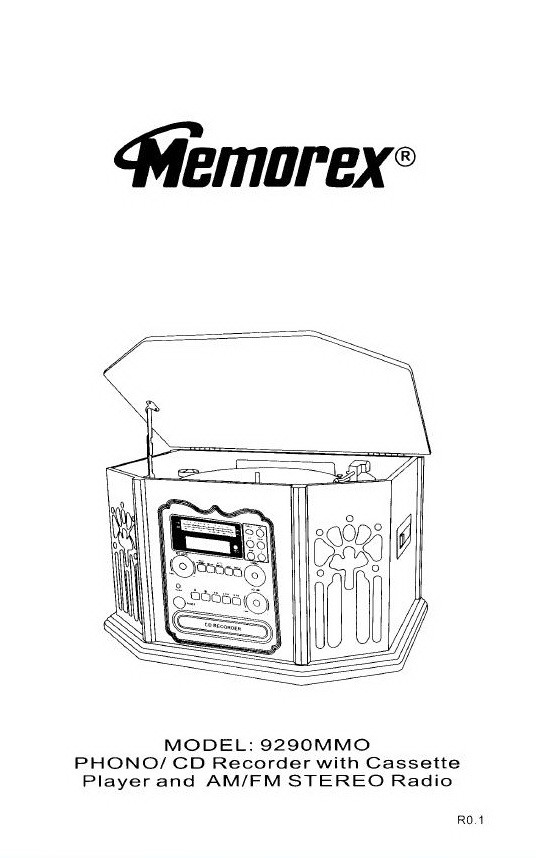 Memorex 9290MMO CD Recorder Printed OWNERS GUIDE