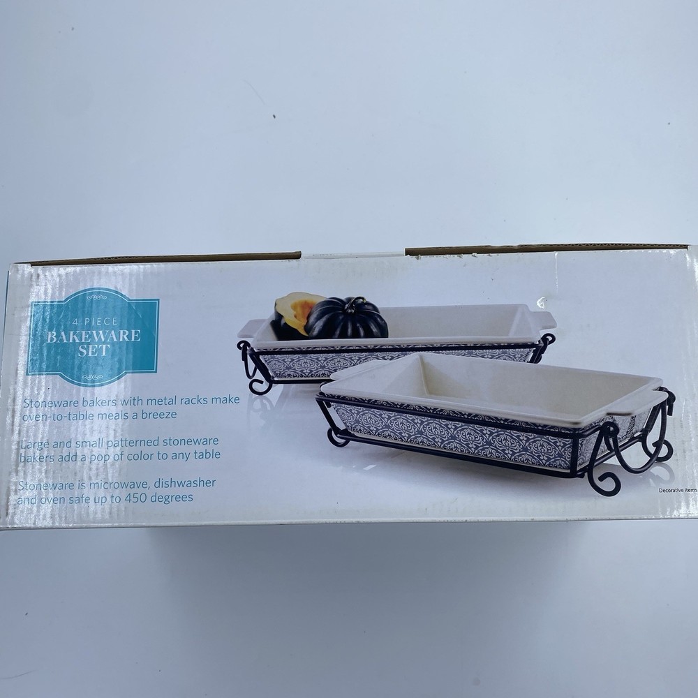 Bakeware Set Stoneware Bakers With Metal Racks