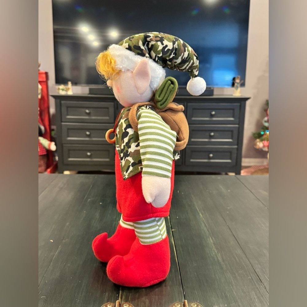 Decorative Plush 18" Holiday Elf Camo with Backpack