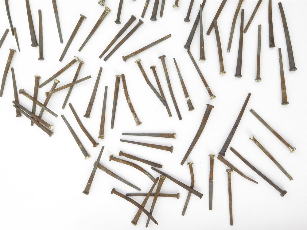 100+ Antique Square Nails, 2"-3" Length, Various Widths