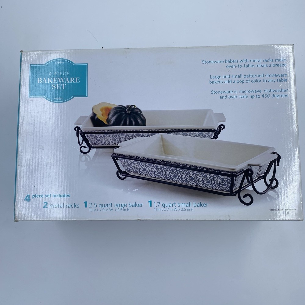 Bakeware Set Stoneware Bakers With Metal Racks