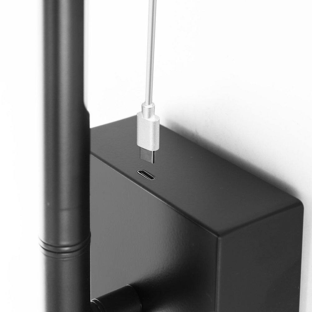 2-Pack Black Dimmable Timing Integrated LED Wireless Wall Sconces with Remote Co