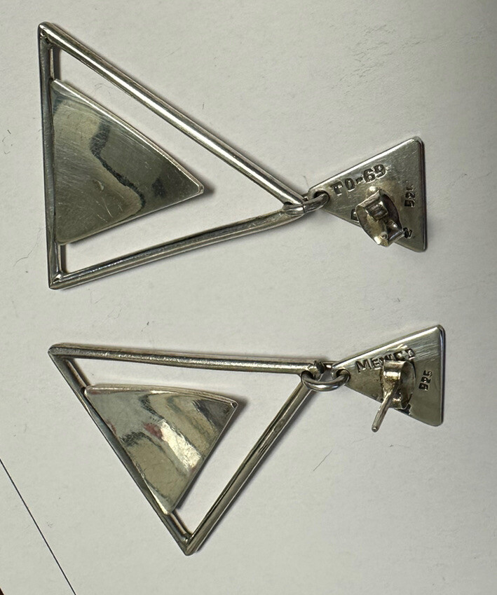 Sterling Silver .925 Mexico TD-69 Triangle Earrings