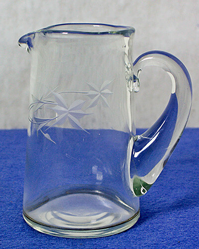 Clear Glass Etched Star Flower Pitcher