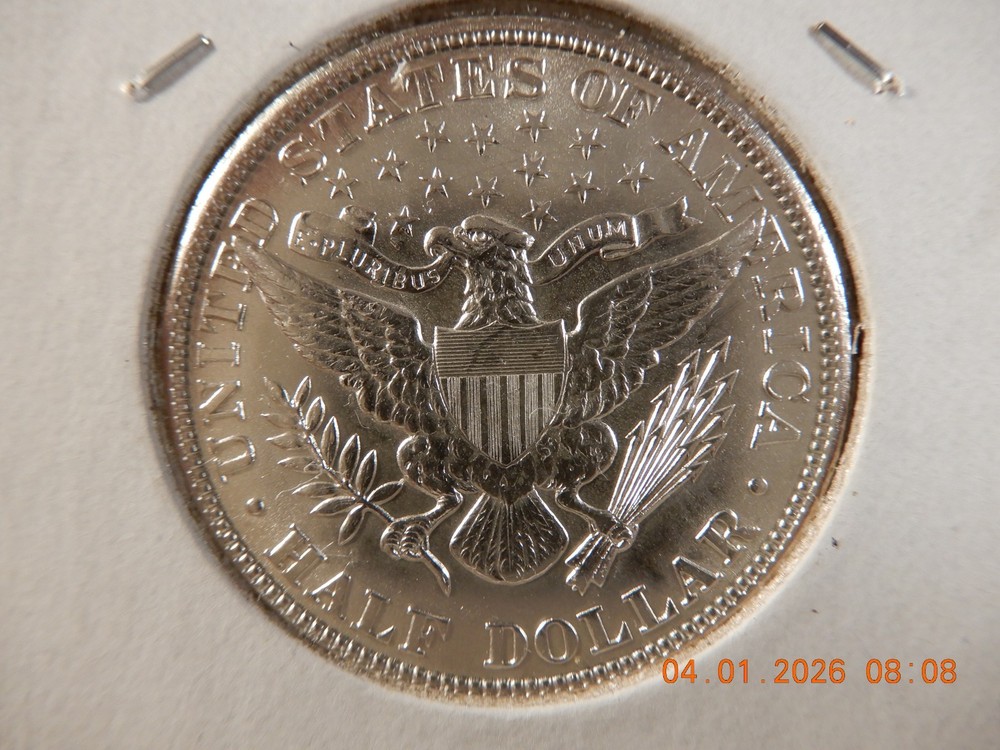1907 P AU BARBER HALF DOLLAR