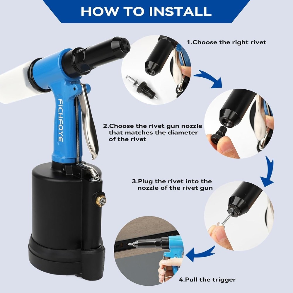 Versatile 3500 LBF Rivet Gun Set - Lightweight Professional Tool for Every Maker
