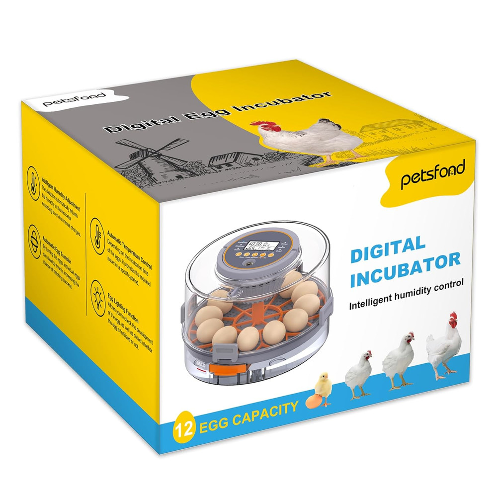 12 Egg Incubator with Automatic Egg Turning and Humidity Control, Intelligent Eg
