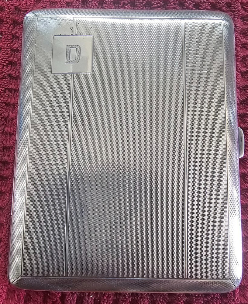 117g Solid Sterling Silver Cigarette Case Birmingham 1936 M.T.T & Co