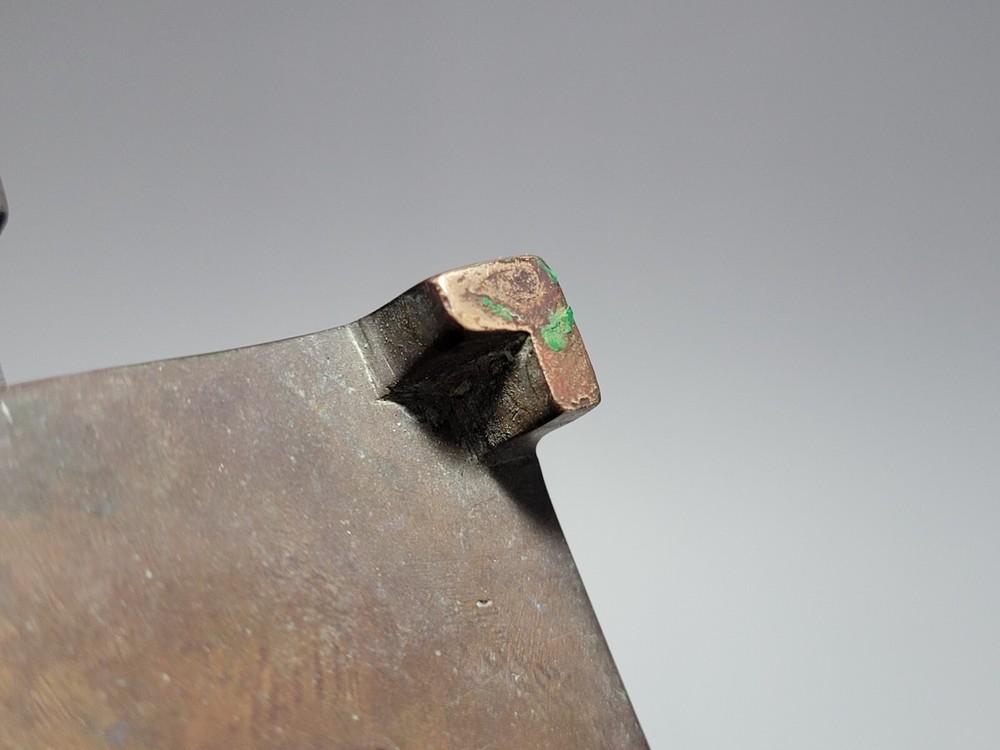 Chinese old square type double ear incense burner with 「湛氏之爐」on it