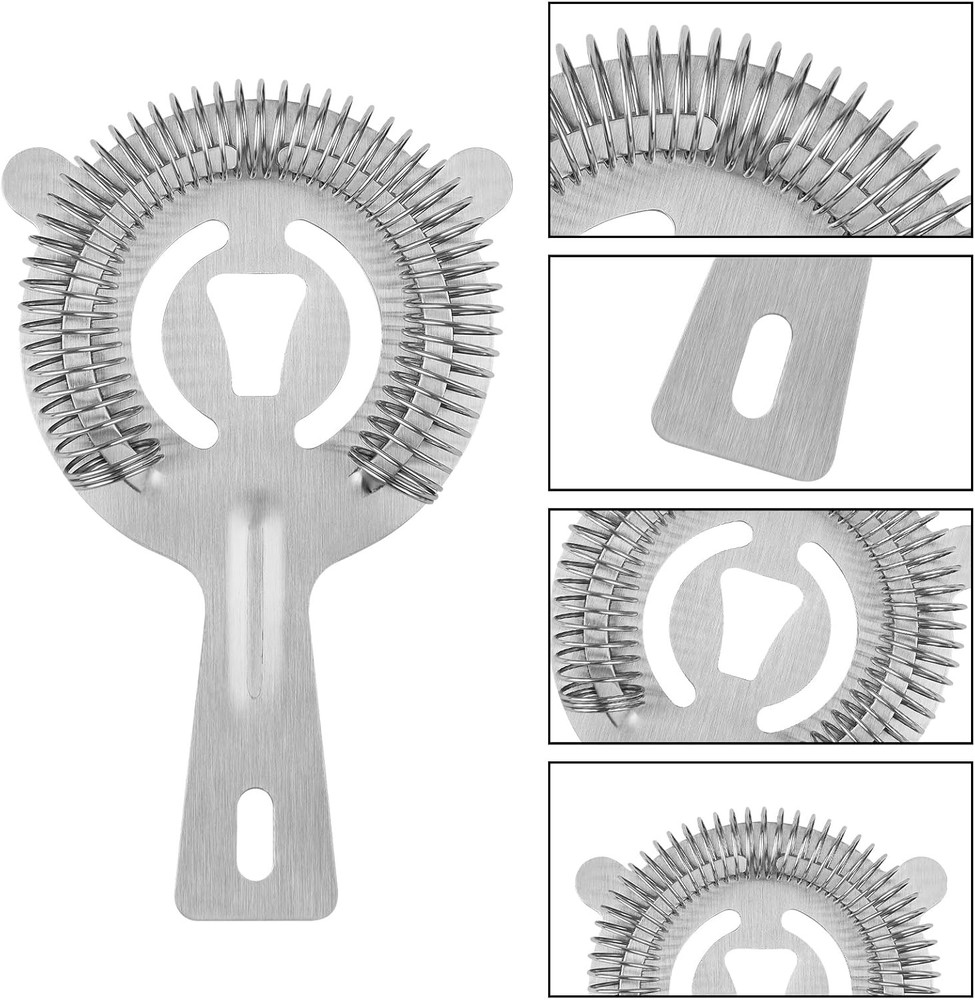 Tifanso Cocktail Strainer Bar Tools - 2PCS with High Silver