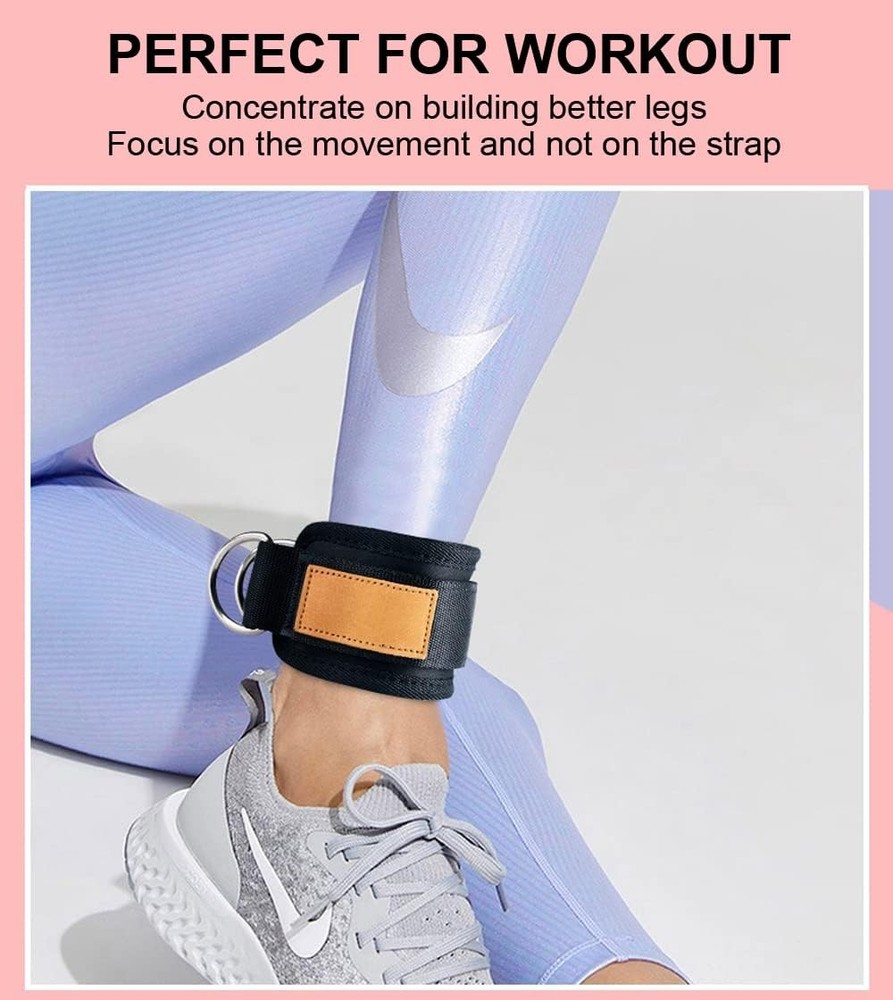 Ankle Strap for Cable Machine, 1 Pair Bands Working Out Black