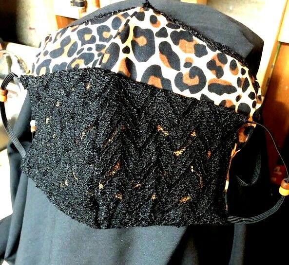 ***Leopard and LACE*** REVERSIBLE Cotton Face mask (handmade)
