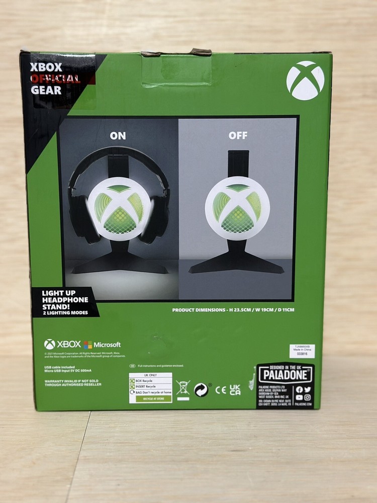 X Box Head Light Up Headphone Stand- 2 Lighting Modes