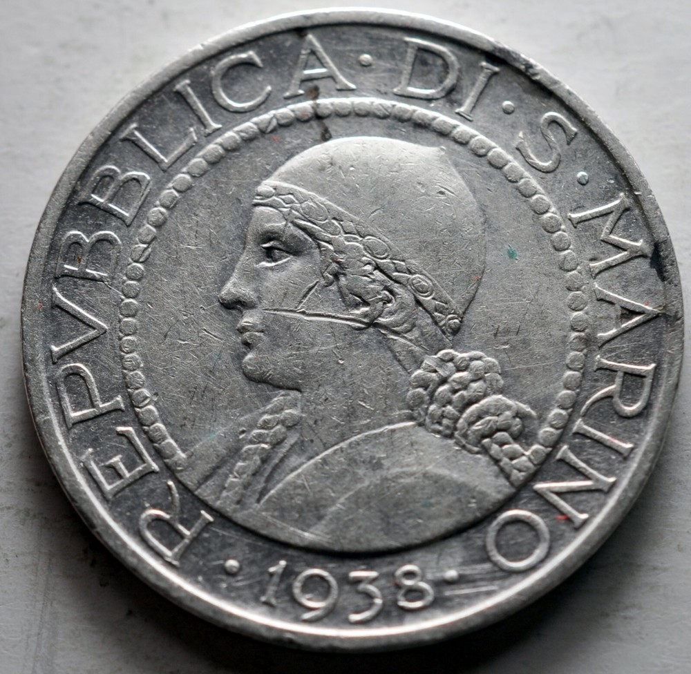 5 Livres Silver 1938 San Marino