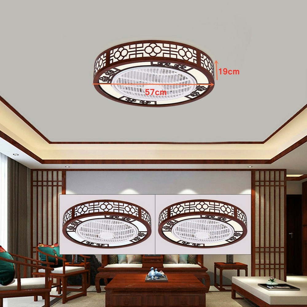 22" Modern Ceiling Fan Light LED Low Profile Chandelier Fan With Remote Control