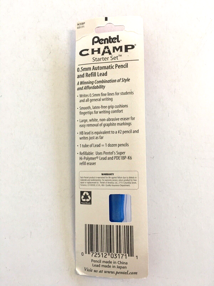 2 Pentel Champ Automatic Lead Pencil with Refill 0.5 mm