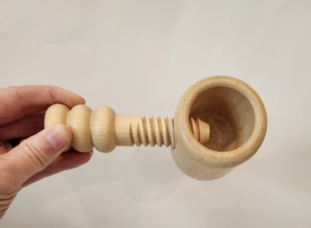 Vintage Wooden Screw Nutcracker Manual Rustic Traditional