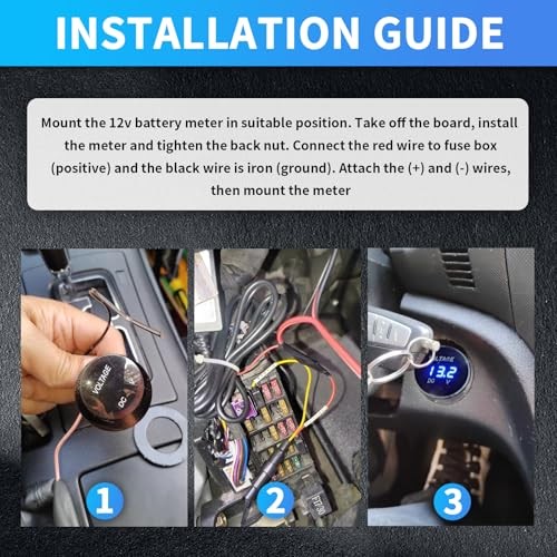 Volt Meter 12 Volt,LED Digital Display Car Battery Voltage Meter with 2PCS