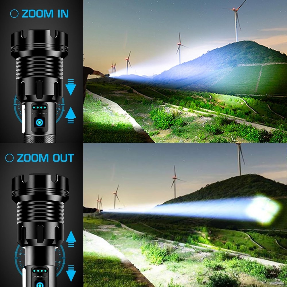 350000000 Lumen Super Bright LED Tactical Flashlight Rechargeable LED Work Light