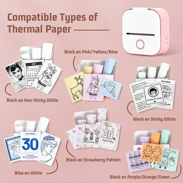 3-9 Rolls Self-Adhesive Thermal Sticker Paper for Phomemo T02 Bluetooth Printer