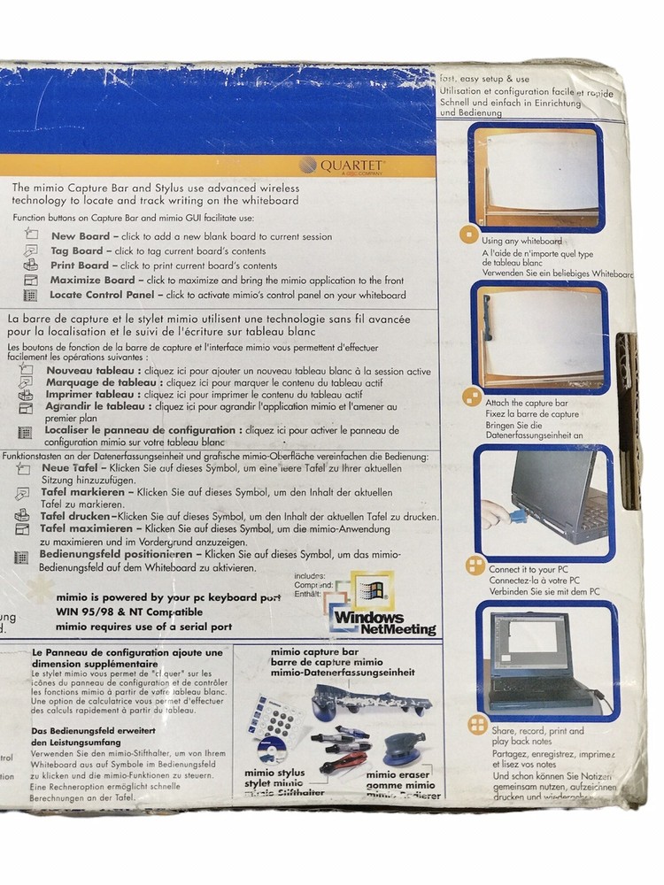 Quartet Mimio Digital Meeting Assistant Electronic Whiteboard Scanner Windows 98