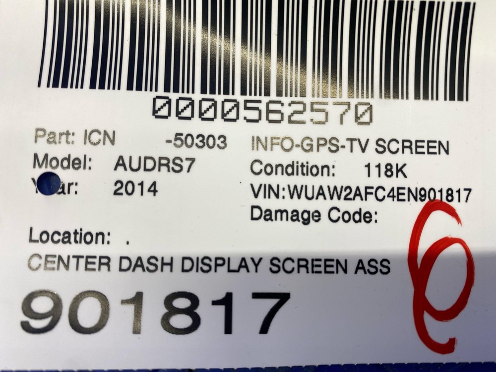 2014-2016 AUDI RS7 OEM CENTER DASH DISPLAY SCREEN ASSEMBLY UNIT 4G1919601