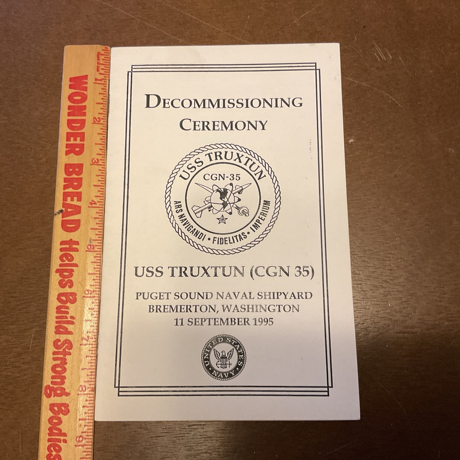 1995 Decommissioning Ceremony USS TRUXTUN CGN 35 Handout Pamphlet Vintage