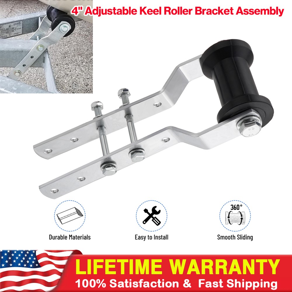 4" Adjustable Heavy Duty Keel Roller Bracket Assembly for 2" Tongue Boat Trailer
