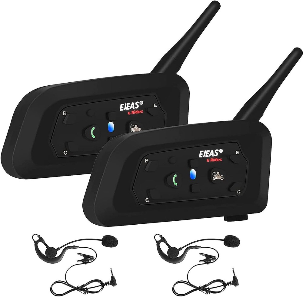 2 Set Full Duplex Sccocer Bluetooth Referee Intercom Headset Earpiece for 2 User
