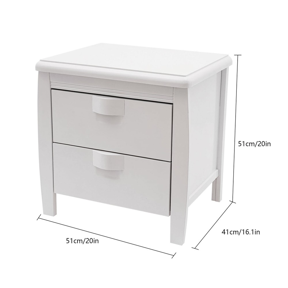 Assembly Free Solid Wood Nightstand White Bedside Table