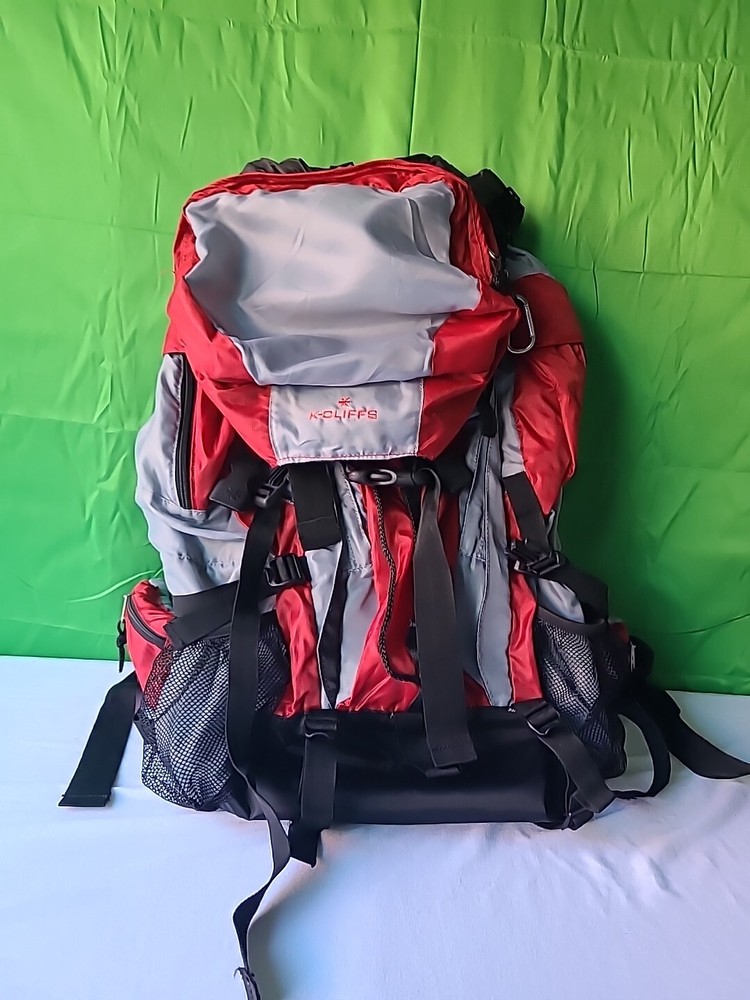 K-Cliffs Expandable Large Camping Backpack in Red Grey
