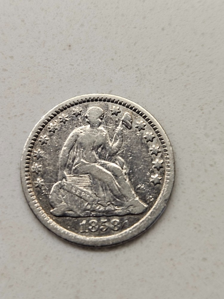 1858 Seated Liberty Silver Half Dime. Very Fine.