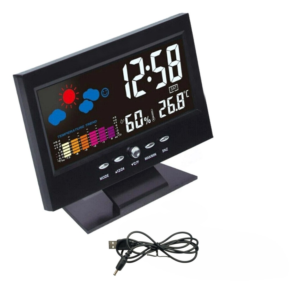 High Quality LED Digital Clock Snooze Calendar Thermometer Hygrometer Display
