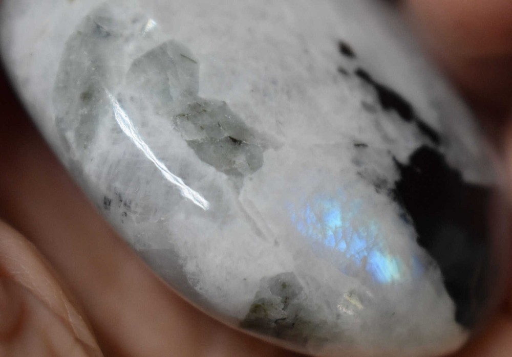 Rainbow Moonstone Palm Stone #11