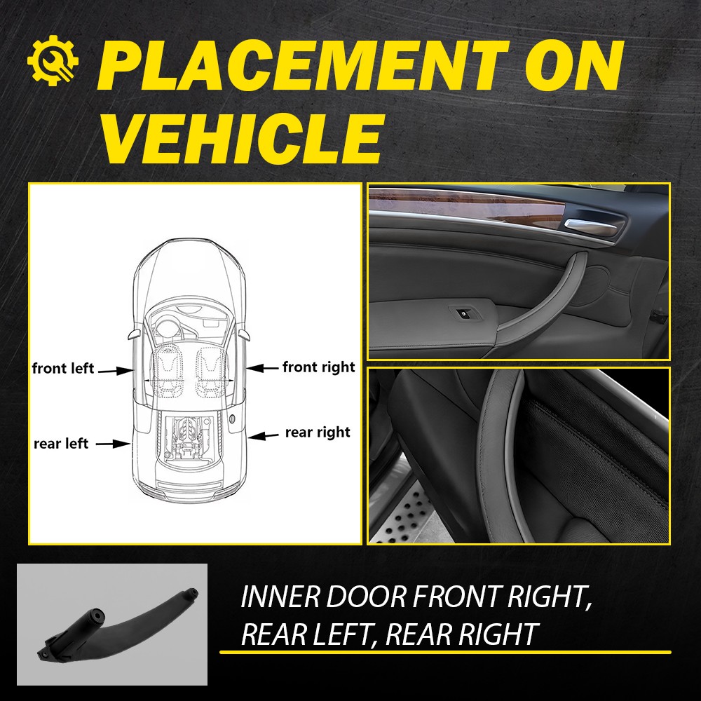 3PCS Black Inner Door Handle Pull Cover For 2008-2013 BMW X5 X6 E70 E71 E72 NEW