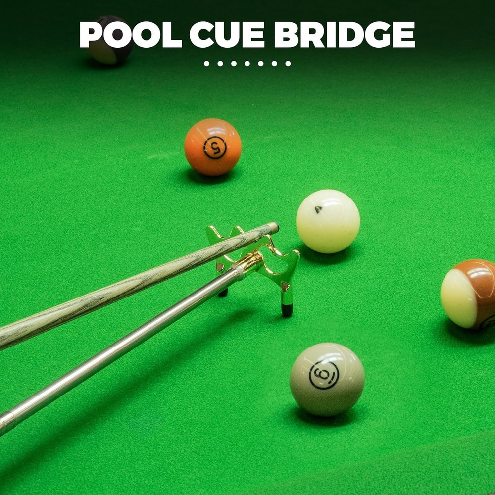 Pool Bridge Stick, Professional Retractable Cue Low Head, Brass