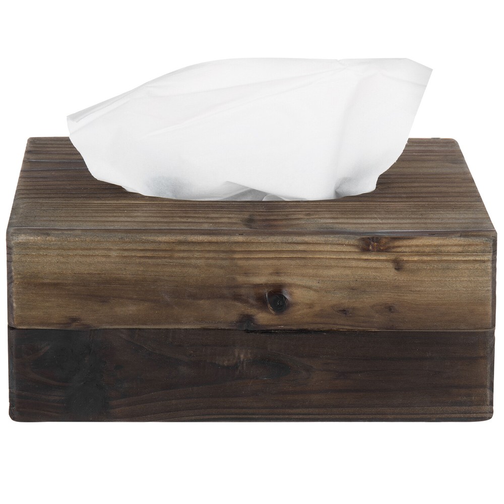 MyGift Rustic Dark Torched Wood Rectangular Tissue Box Holder