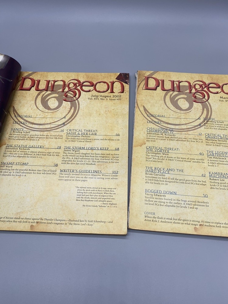 TSR: Dungeon Magazine: Issues #91 & #93 (one missing cover page)