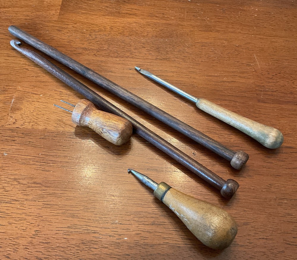 Vintage Wooden Crochet Hooks & Darning Tool
