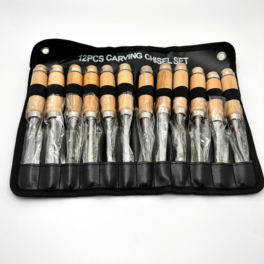 12 Piece Hand Chisel Wood Carving Tool Set Woodworking Gouges NEW