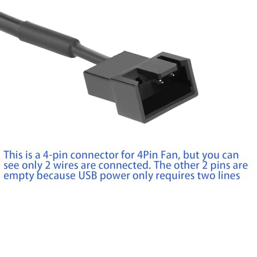 2 Pack USB 5V to 12V 4 Pin Fan Speed Adapter Controller Supported PC Cooling