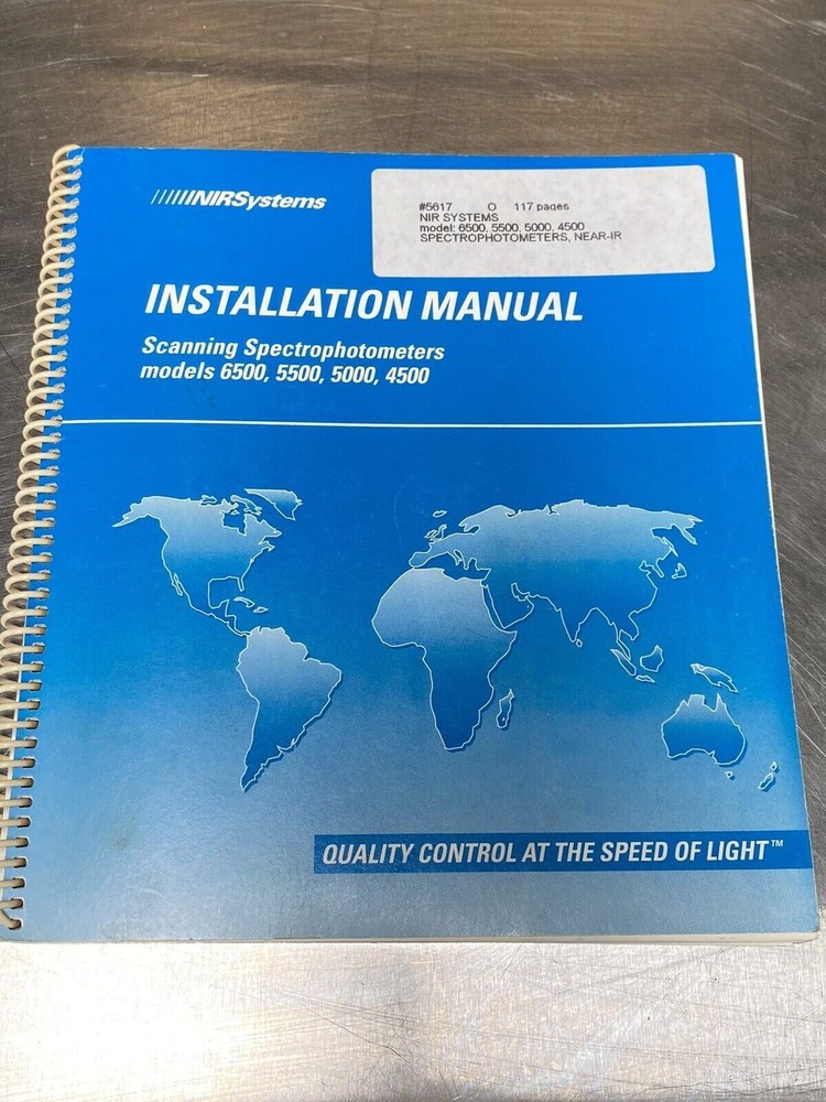 NIR Systems Scanning Spectrophotometers - Users Guide / Instruction Manual
