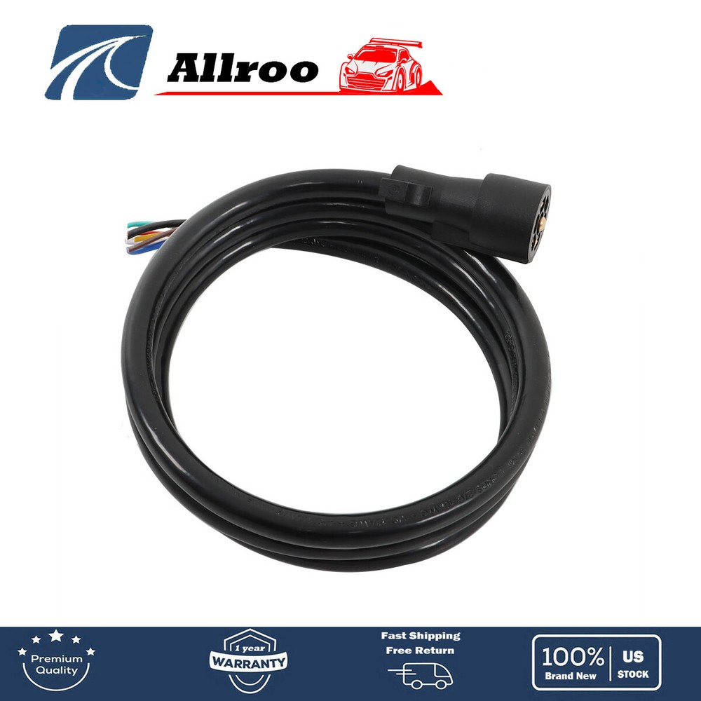 7FT Trailer Cable Cord w/7 Way Wire Harness Light Plug Molded RV Cable Connector