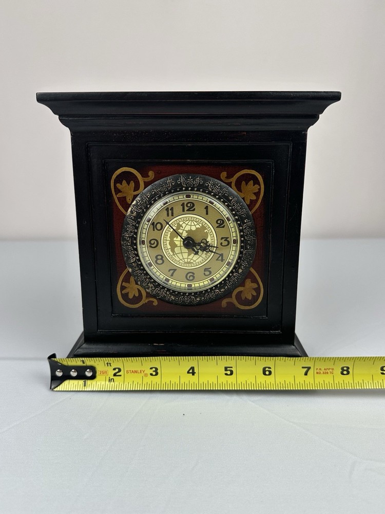 Decorative Distressed Black Mantel Clock Asian Style