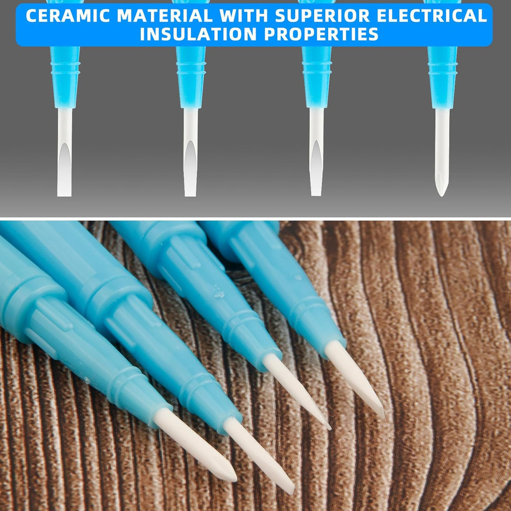 4 Pcs Plastic & Ceramic Screwdriver Set Non-Conductive Slotted Screwdrivers for