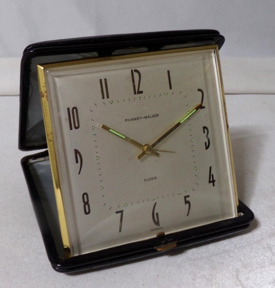 Phinney-Walker Oversize 5” Leather Case Art Deco Clock2