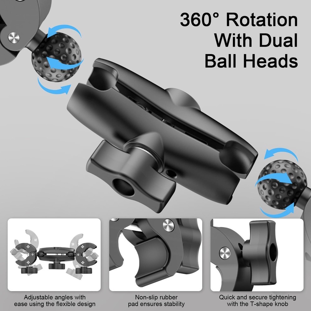 Double Clamp Camera Mount - Universal Bracket for Golf Carts, Umbrella Clamp,...